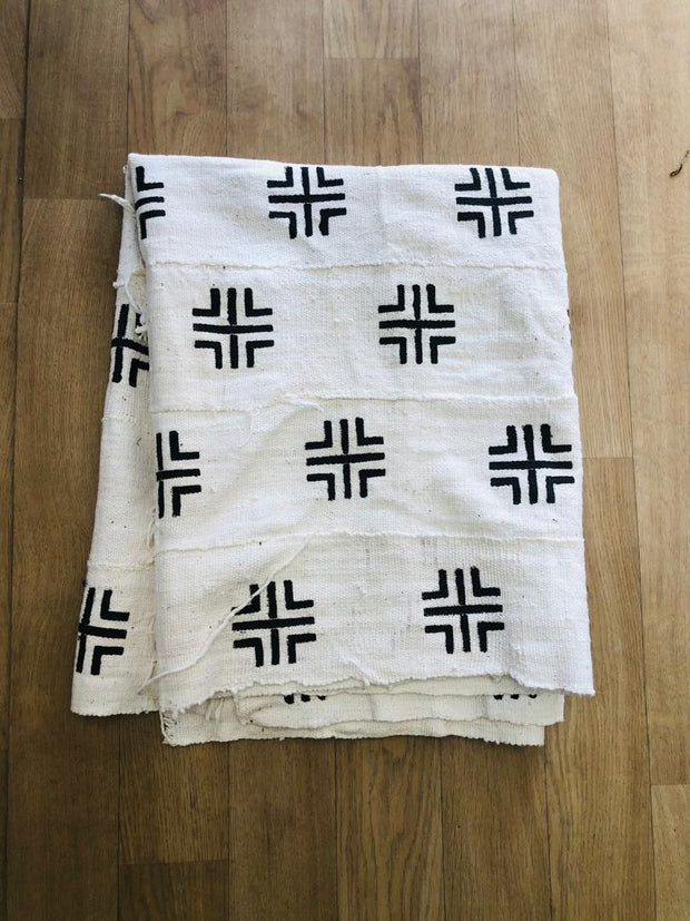 White Mudcloth or Bogolan Fabric TossokoClothing