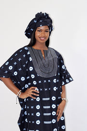 Leppi Indigo Dyed Women Boubou Kaftan TossokoClothing