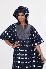 Leppi Indigo Dyed Women Boubou Kaftan TossokoClothing