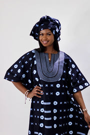 Leppi Indigo Dyed Women Boubou Kaftan TossokoClothing