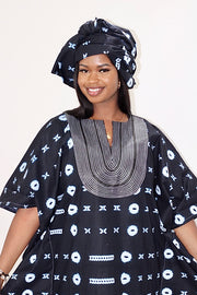 Leppi Indigo Dyed Women Boubou Kaftan TossokoClothing