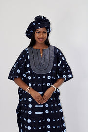 Leppi Indigo Dyed Women Boubou Kaftan TossokoClothing