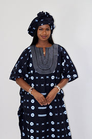 Leppi Indigo Dyed Women Boubou Kaftan TossokoClothing