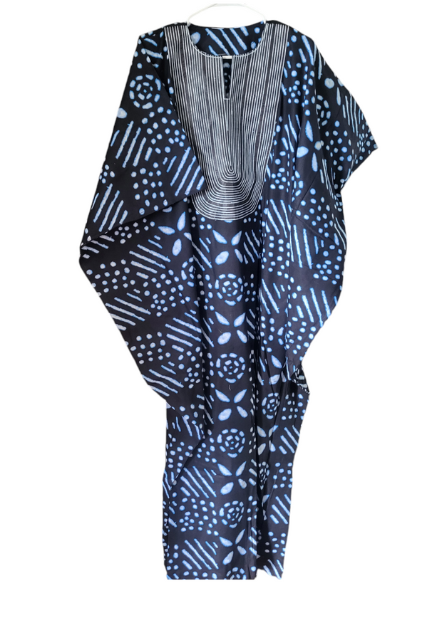 Leppi Indigo Dyed Women Boubou Kaftan TossokoClothing