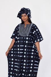 Leppi Indigo Dyed Women Boubou Kaftan TossokoClothing